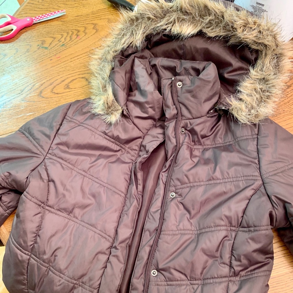 Brown puffer jacket